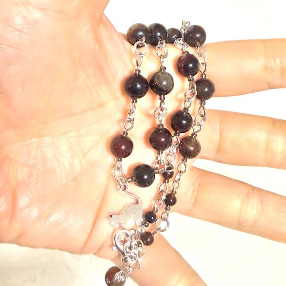 Genuine Dark Brown Agate Necklace, Natural Gemstone & Cute Slim Cat Pendant - Picture 15 of 15